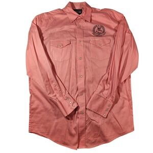 Wrangler Western Shirt Mens Medium Pink Rancheros Visitadores 85th Anniversary